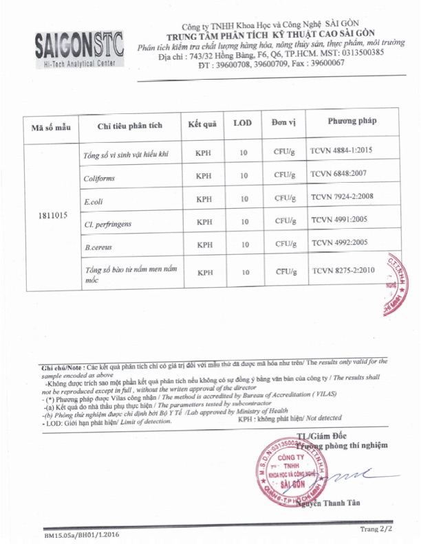 Giấy kết quả kiểm định sản phẩm (Arabica)-02