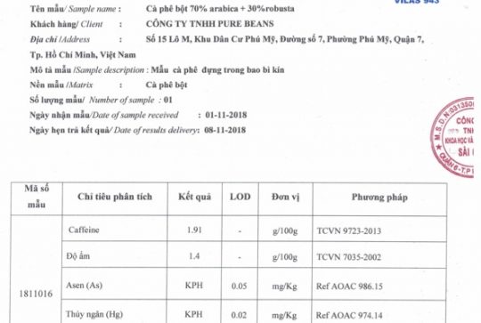 Giấy kết quả kiểm định sản phẩm (Robusta, Arabica)-03