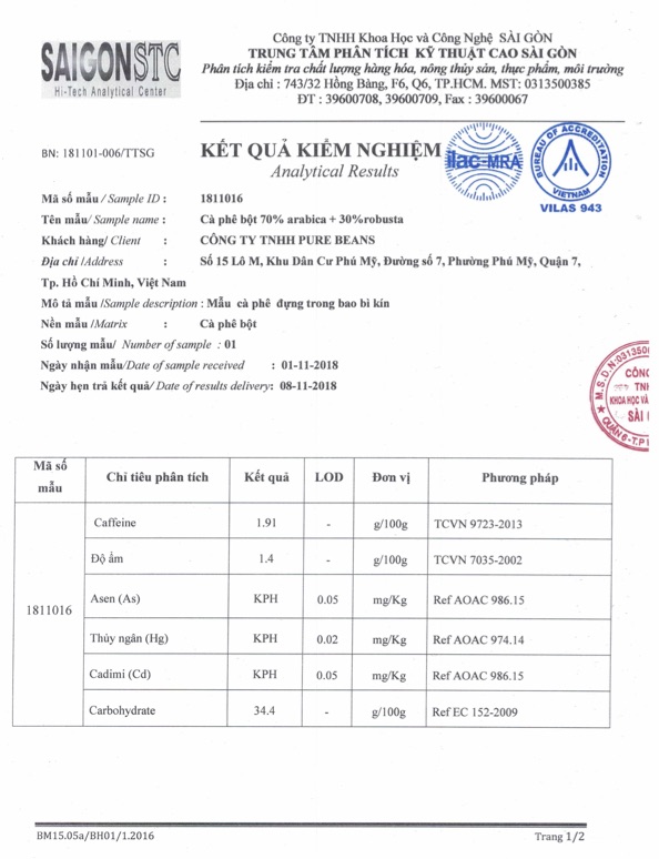 Giấy kết quả kiểm định sản phẩm (Robusta, Arabica)-03